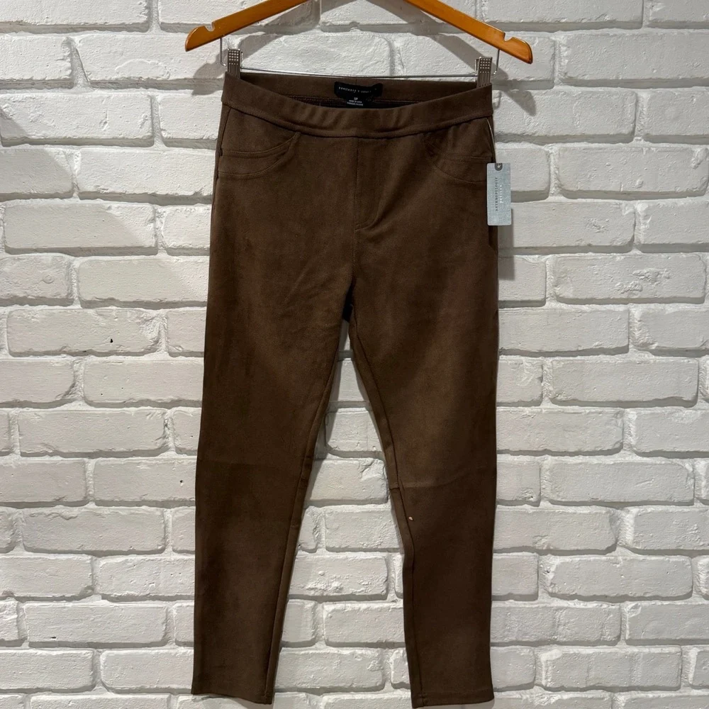 Sanctuary x Anthropologie Brown Faux Suede Pants SP Petite High Rise Skinny NWT